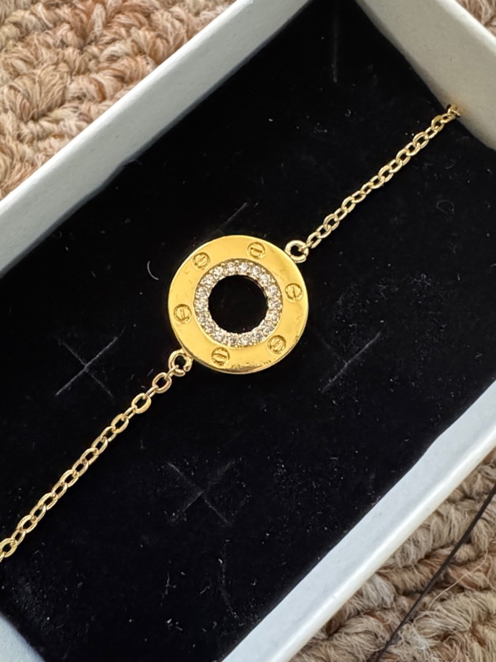 Gold Tone Circle Pavé Bracelet - Women Jewelry